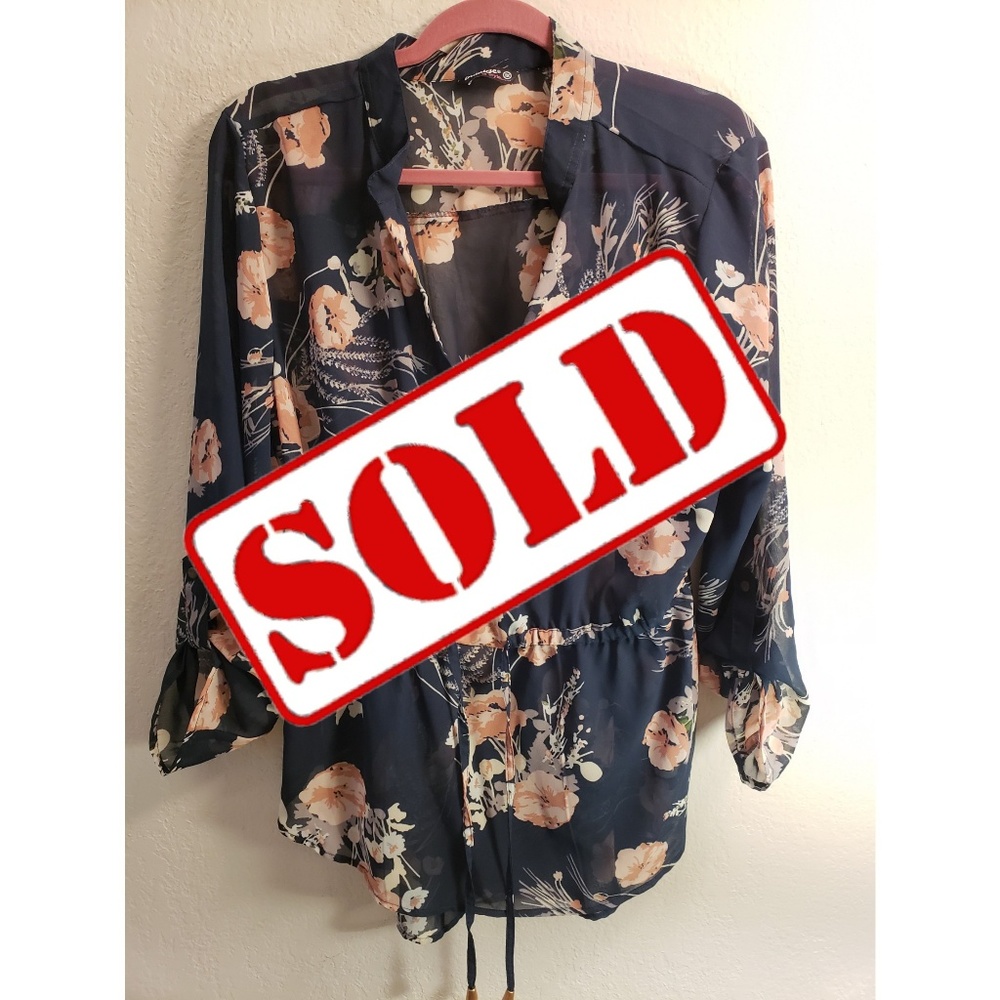 Plus size sheer floral blouse 1X NWOT